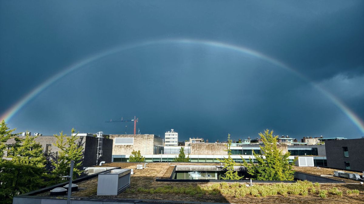 Mooie regenboog boven het centrum