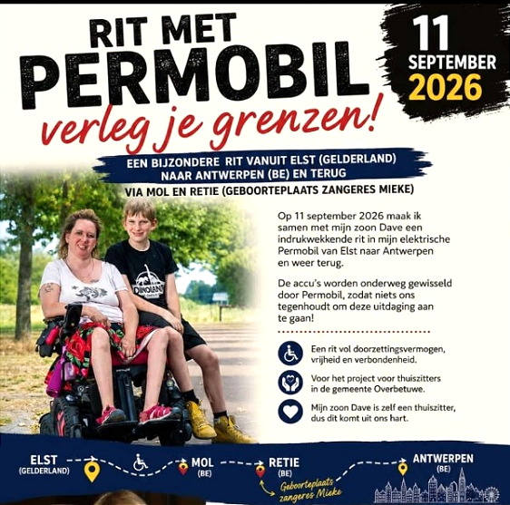 Morgen passeert Dieneke Knaape in Lommel met haar Permobil