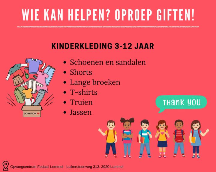 Oproep voor kinderkleding - 'back to school'
