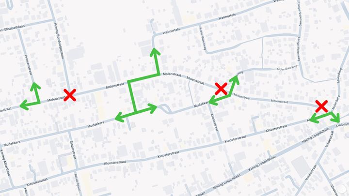 Vanaf dinsdag Molenstraat op drie plaatsen afgesloten