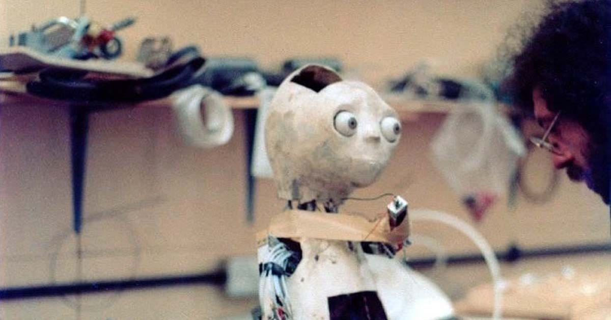 Unfinished Yoda puppet from "The Empire Strikes Back" with exposed animatronics.