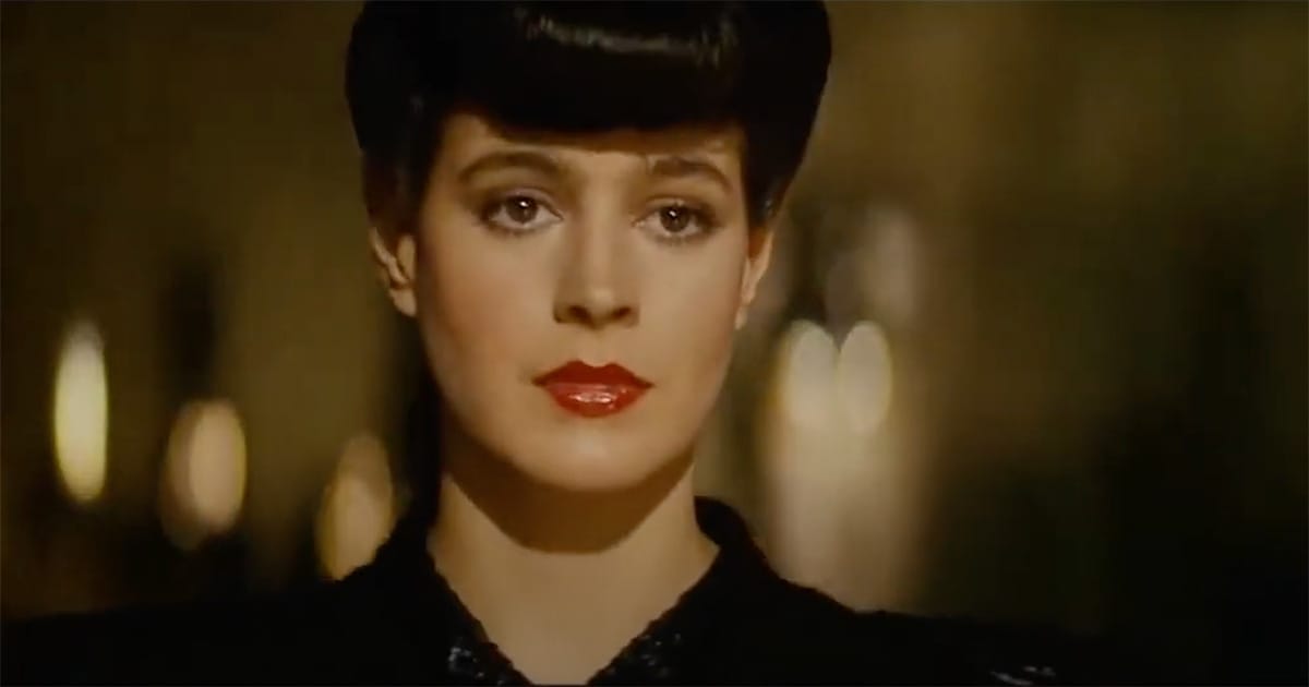 Rachael looking forward before learning the truth about her identity in "Blade Runner."