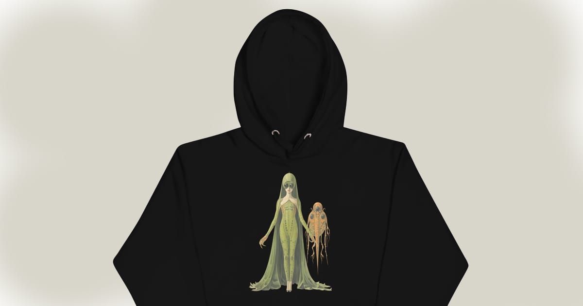 Green Lady Alien and Pet Hoodie.