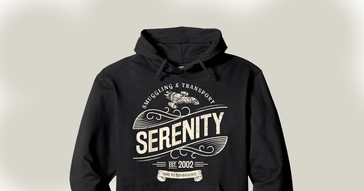 Hoodie showing the Serenity the spaceship from Firefly.
