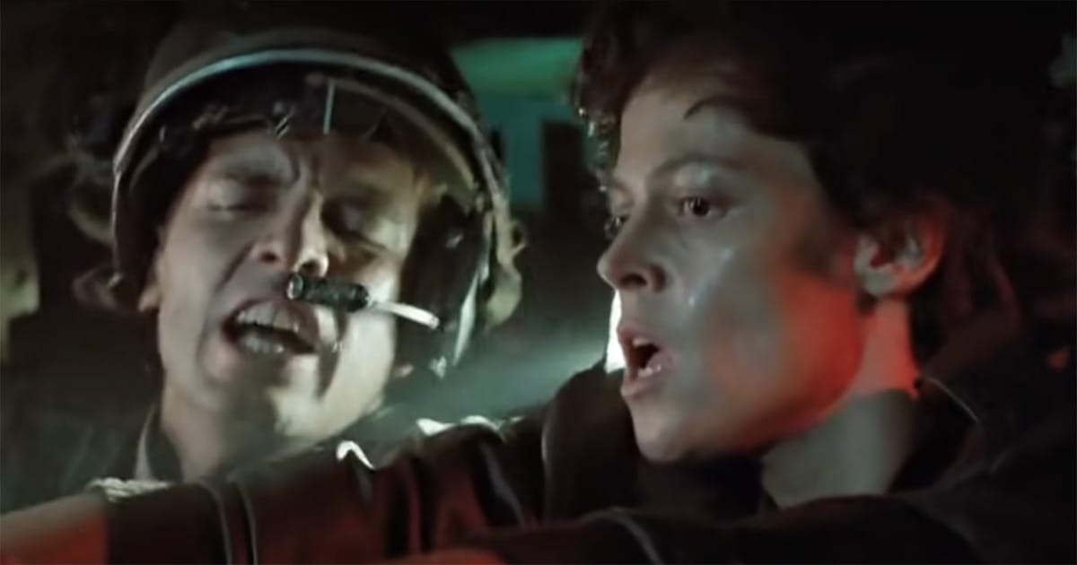 Hicks restrains Ripley as she drives recklessly.