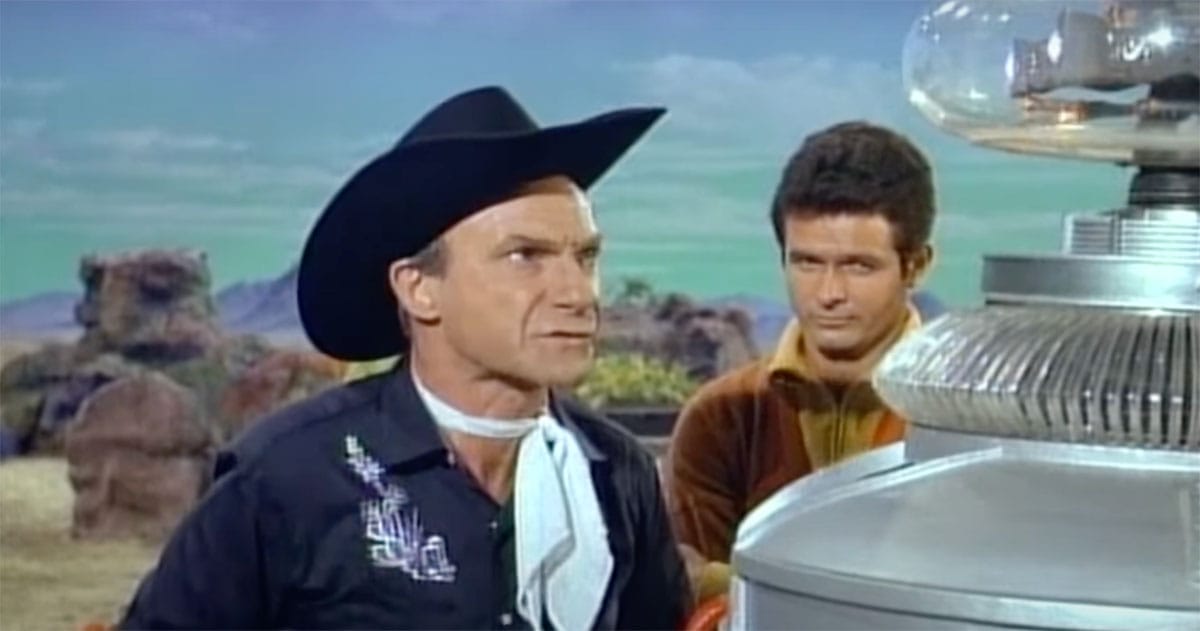 Image of Dr. Smith as a Cowboy with Major West looking on.