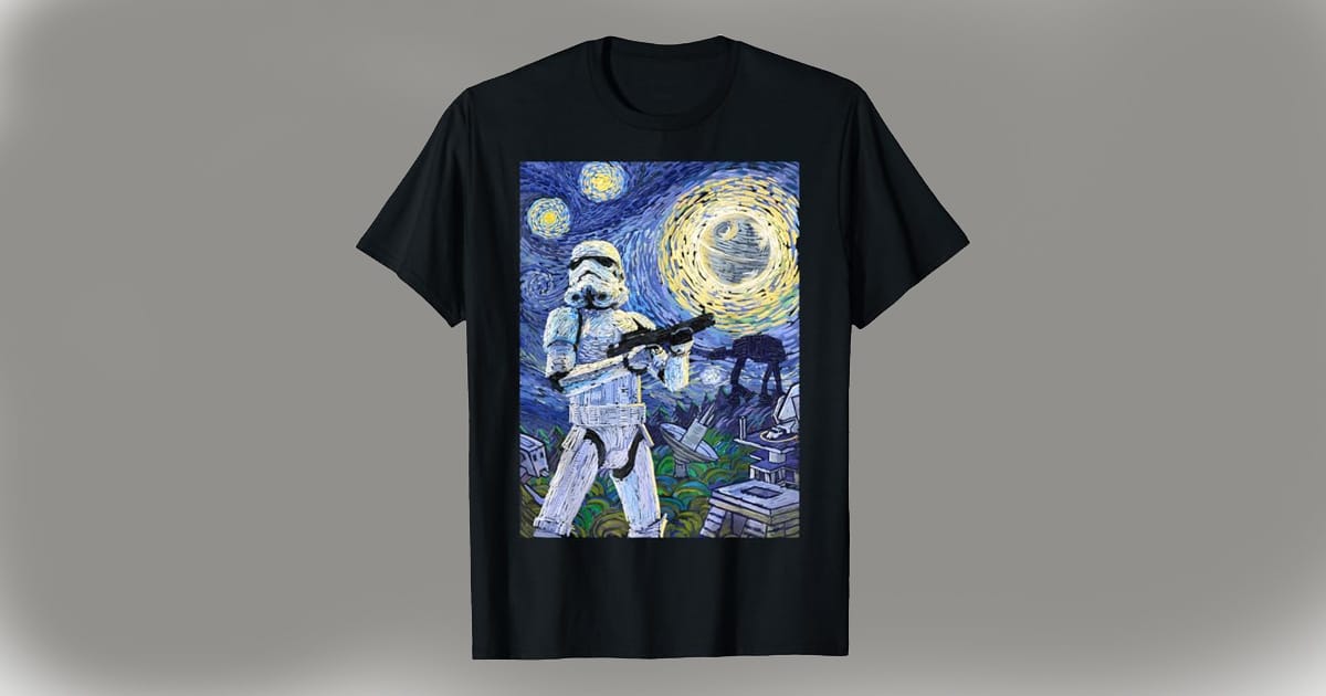 T-Shirt featuring a Stormtrooper with "The Stary Night" in the background.