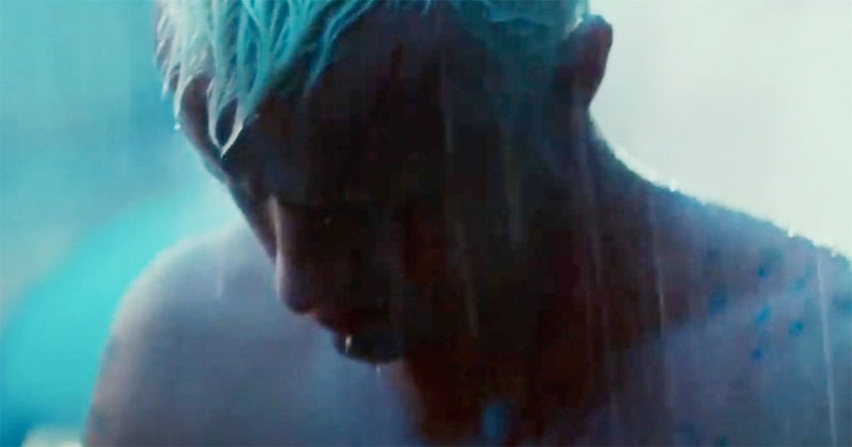 Roy Batty in the rain during his final scene in "Blade Runner"