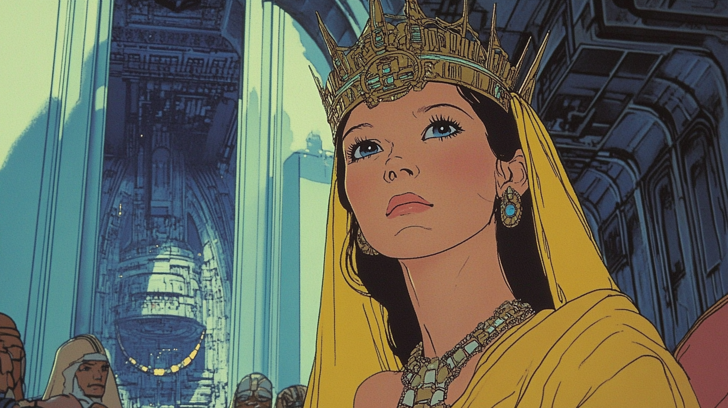 Princess Leia wearing a crown in an early concept for the ending of "A New Hope."