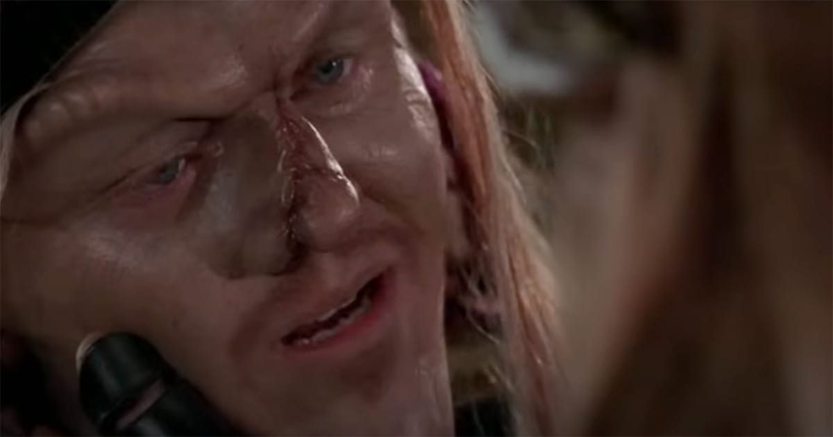 D’Argo in "Farscape" during his emotional reunion with Jothee, wrestling with years of loss and longing.