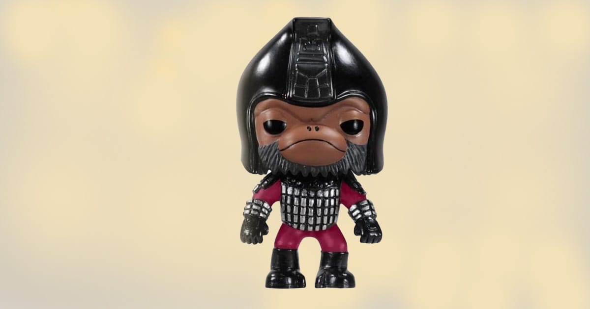 Funko Pop General Ursus figure in red uniform and black helmet from Planet of the Apes movie series.