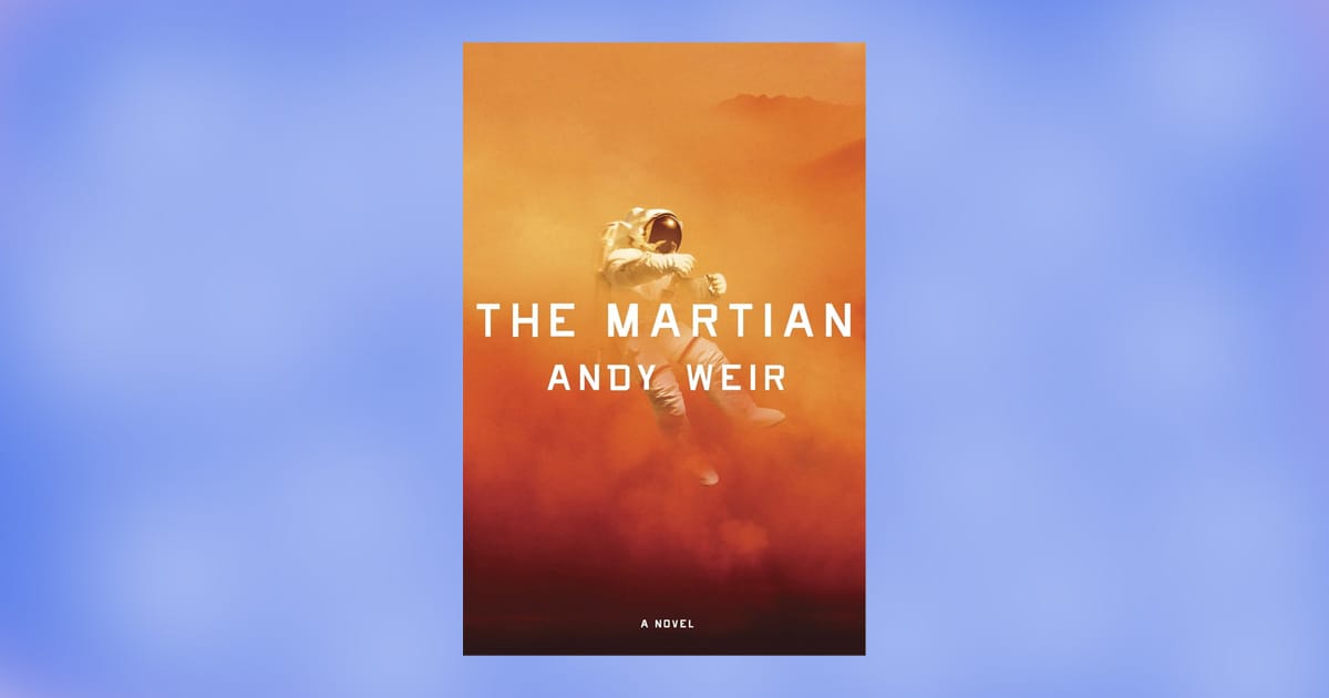 Cover of The Martian by Andy Weir featuring an astronaut in an orange Martian dust storm.