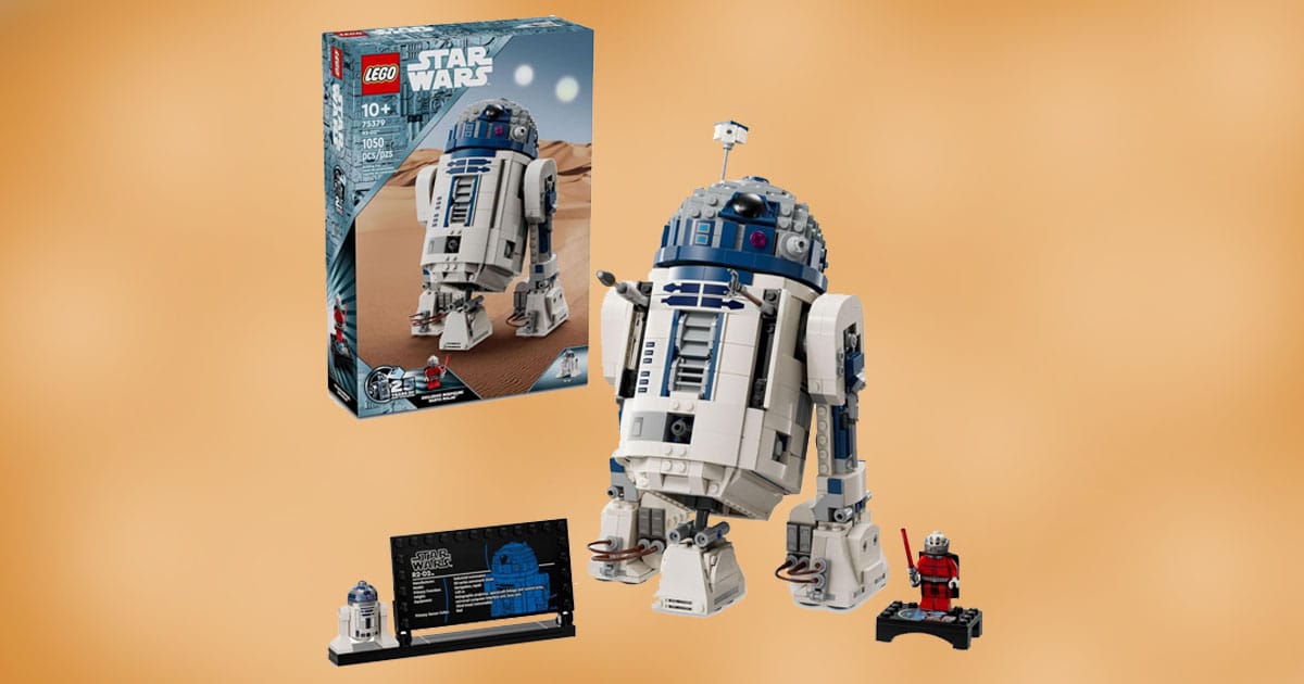 LEGO Star Wars R2-D2 25th Anniversary building set with 1050 pieces including Darth Malak minifigure and display plaque.