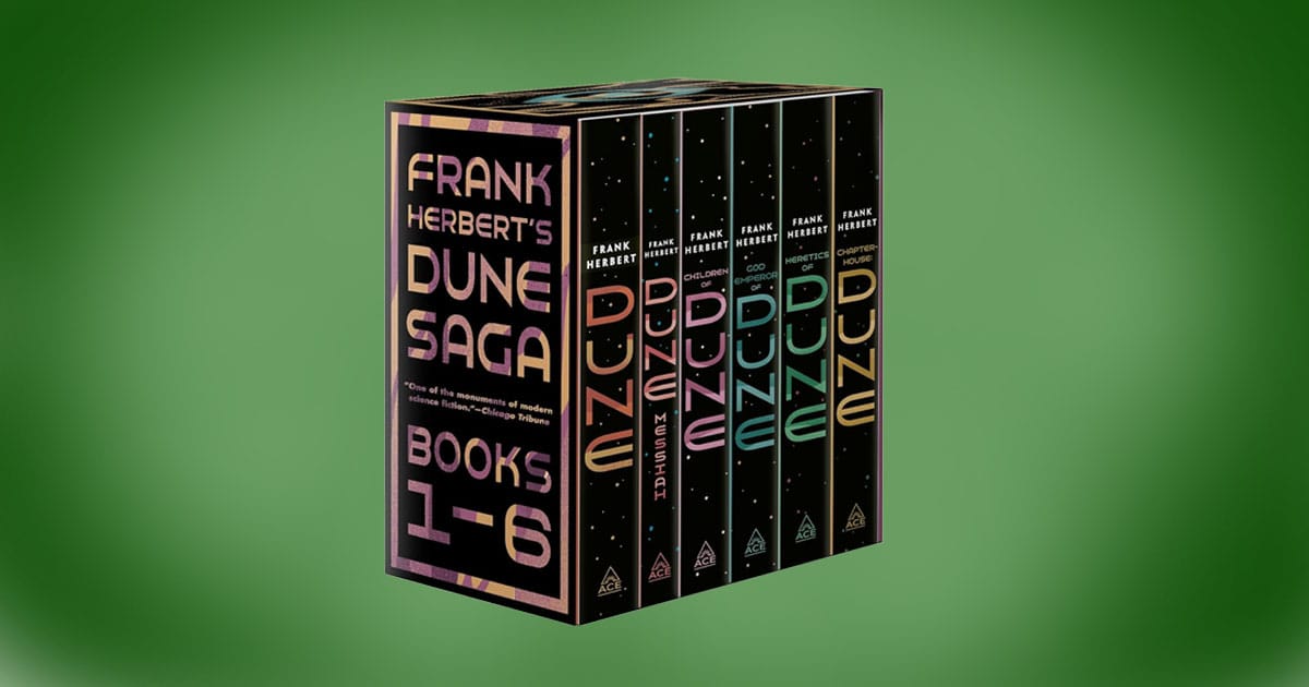 Frank Herbert Dune Saga six book box set including Dune through Chapterhouse Dune.