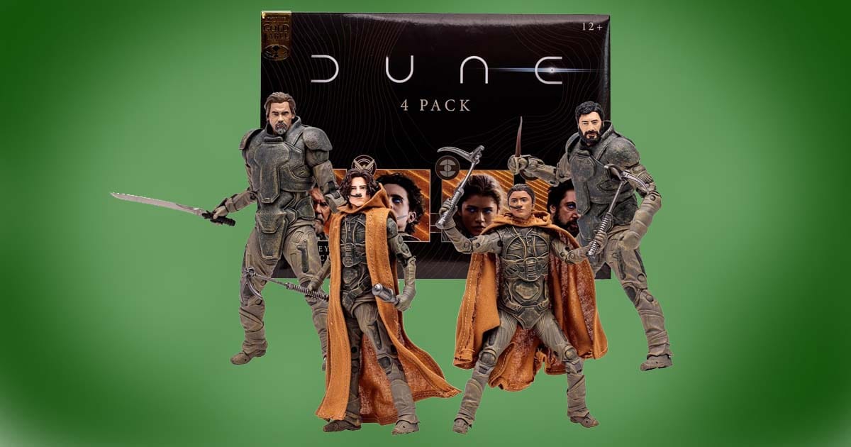 McFarlane Toys Dune Part Two battle set with four detailed action figures.