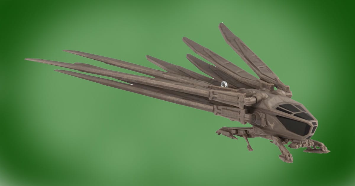Hallmark Dune Atreides Ornithopter holiday ornament with detailed wings.