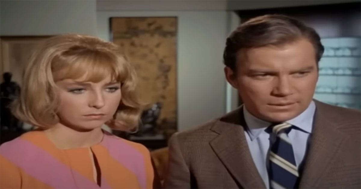 Teri Garr as Roberta Lincoln with Captain Kirk in the Star Trek episode 'Assignment: Earth' from 1968.