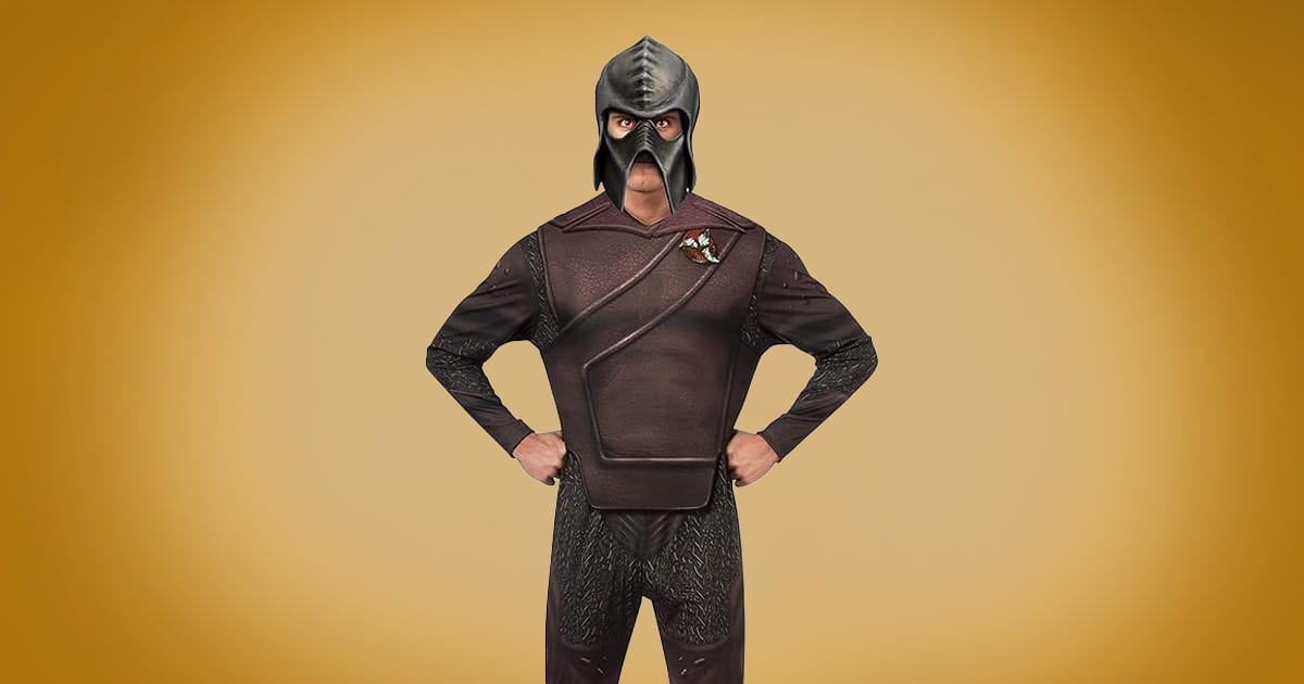 "Star Trek" Klingon warrior deluxe costume with armor and mask.