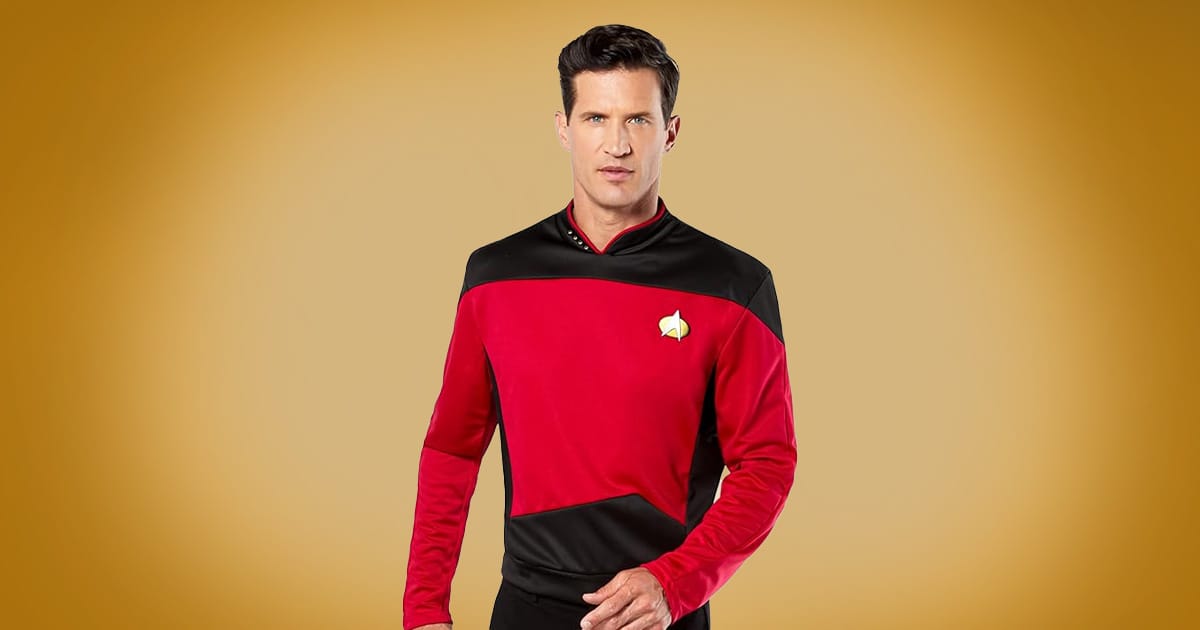 "Star Trek The Next Generation" red and black Starfleet command uniform shirt cosplay.