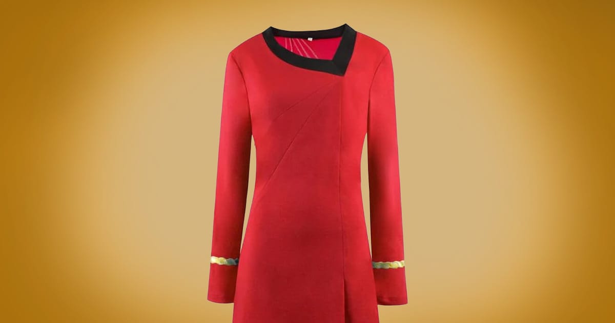 "Star Trek Original Series" red Starfleet uniform duty dress costume.