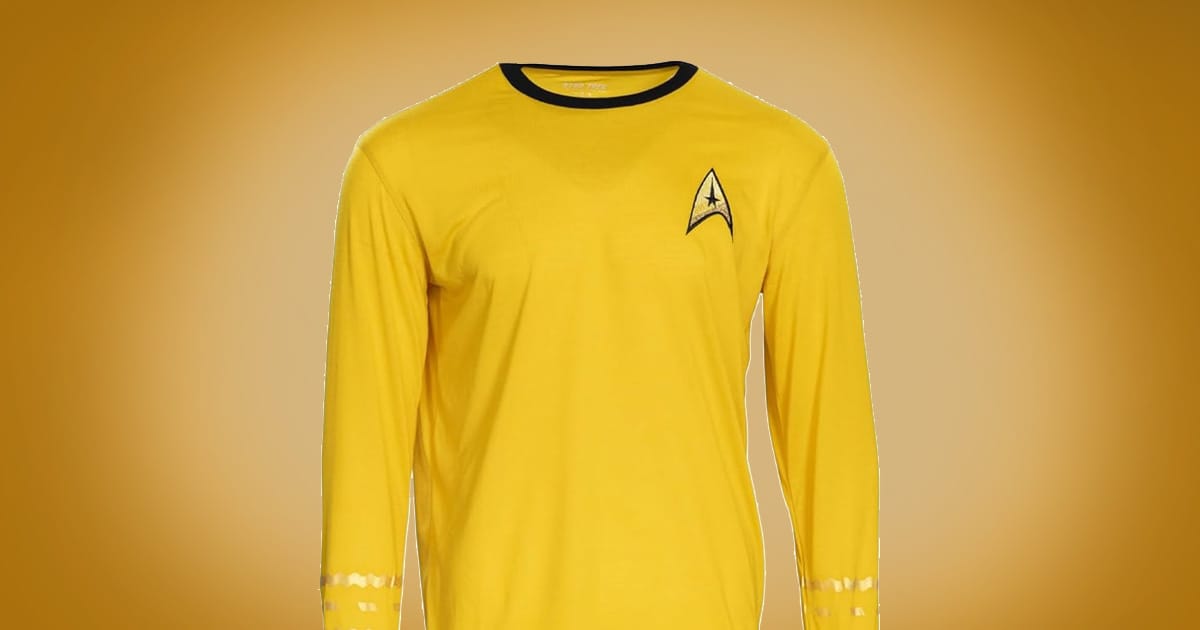 "Star Trek Original Series" gold Starfleet command shirt long sleeve costume.