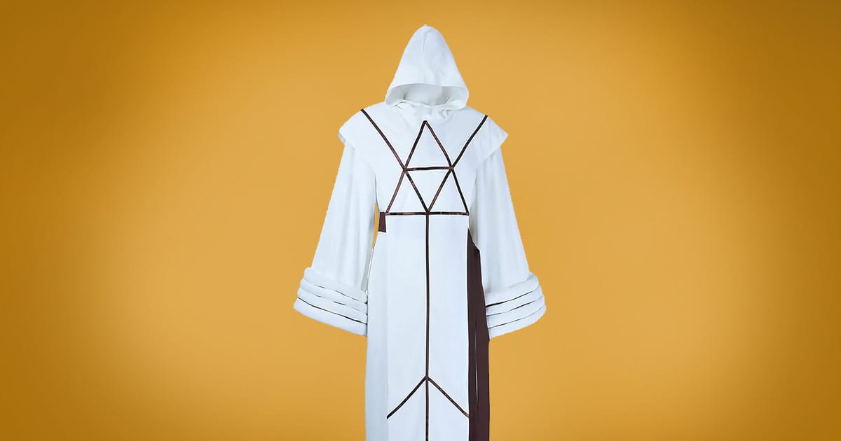 "Star Trek The Voyage Home" Spock white cosplay costume robe with hood.