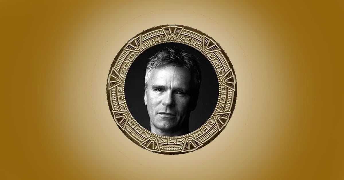 Stargate SG-1 Colonel Jack O’Neill 20th Anniversary collectible coin with engraved design.
