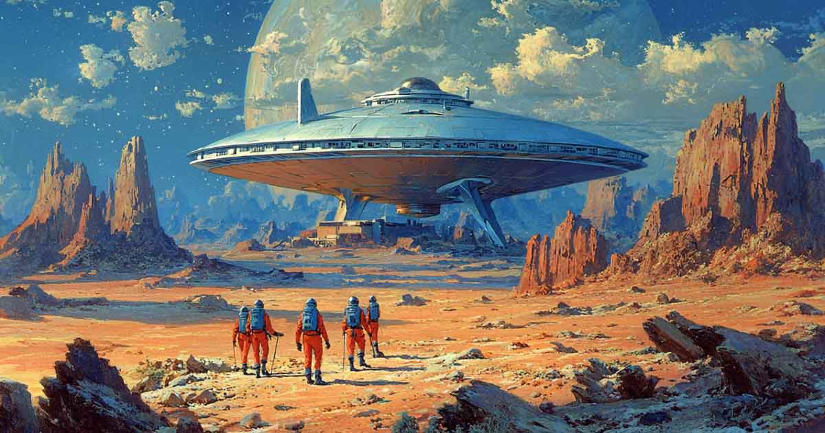 A ship on an alien planet.