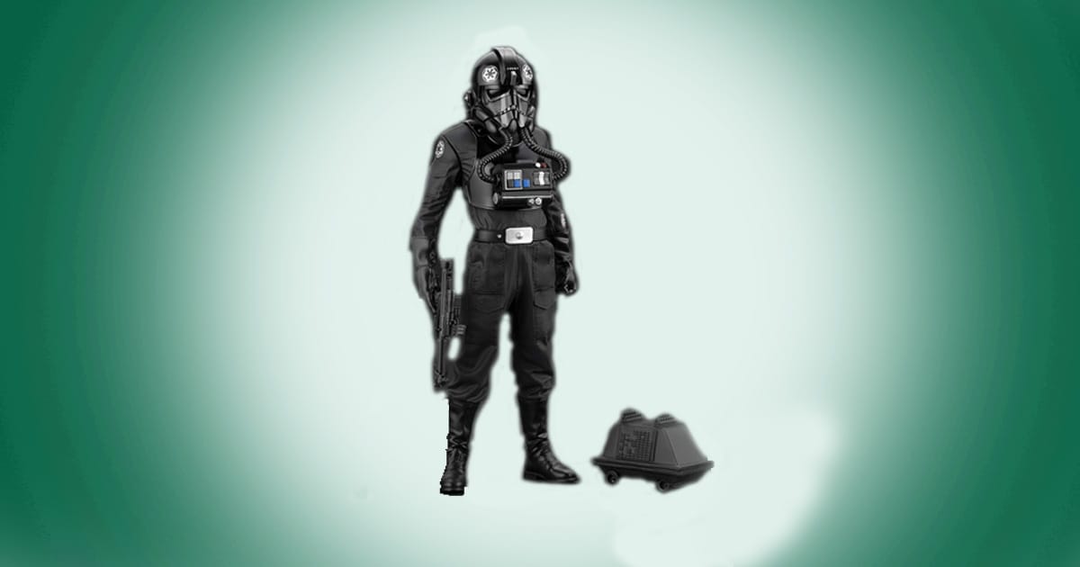 Star Wars TIE Fighter Pilot Backstabber statue with mouse droid from Kotobukiya