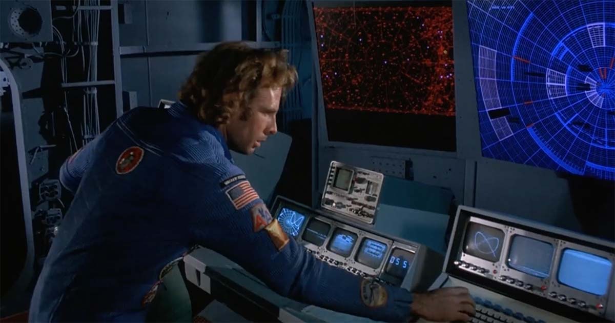 Freeman Lowell operates the spacecraft control console alone in Silent Running from 1972.