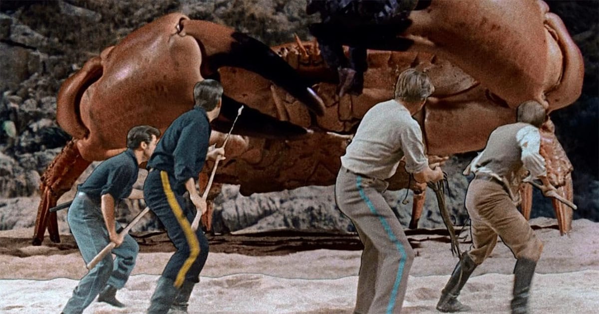 Michael Callan, Michael Craig, Percy Herbert, and Gary Merrill in Mysterious Island (1961)