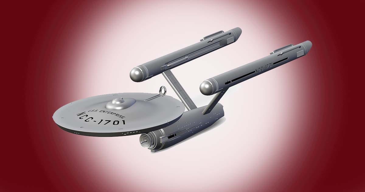 Hallmark Christmas ornament of the U.S.S. Enterprise NCC-1701 starship from Star Trek.