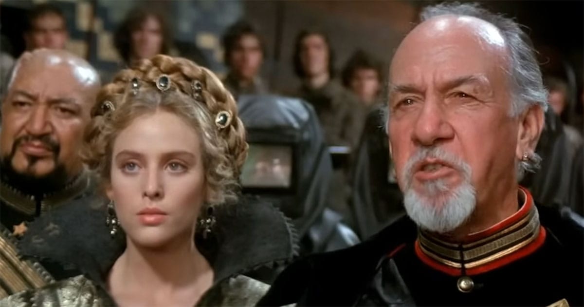 Emperor Shaddam IV with Princess Irulan in the 1984 film Dune.