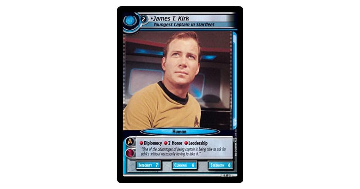 Star Trek CCG Archive Portrait foil James T Kirk Youngest Captain in Starfleet near mint trading card.