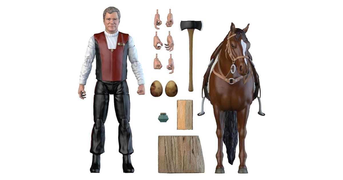 Nacelle Star Trek Generations Captain James T Kirk 1 10 scale action figure with horse axe and cabin accessories.