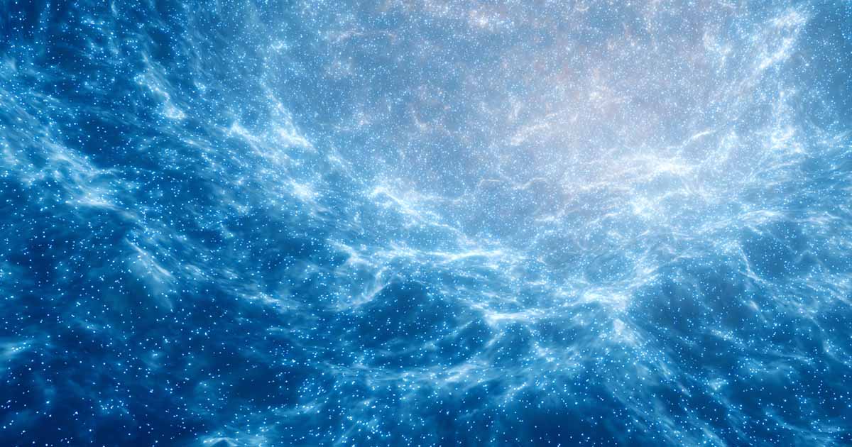 Close view of glowing neutron star surface with dense, energetic patterns and intense blue light.