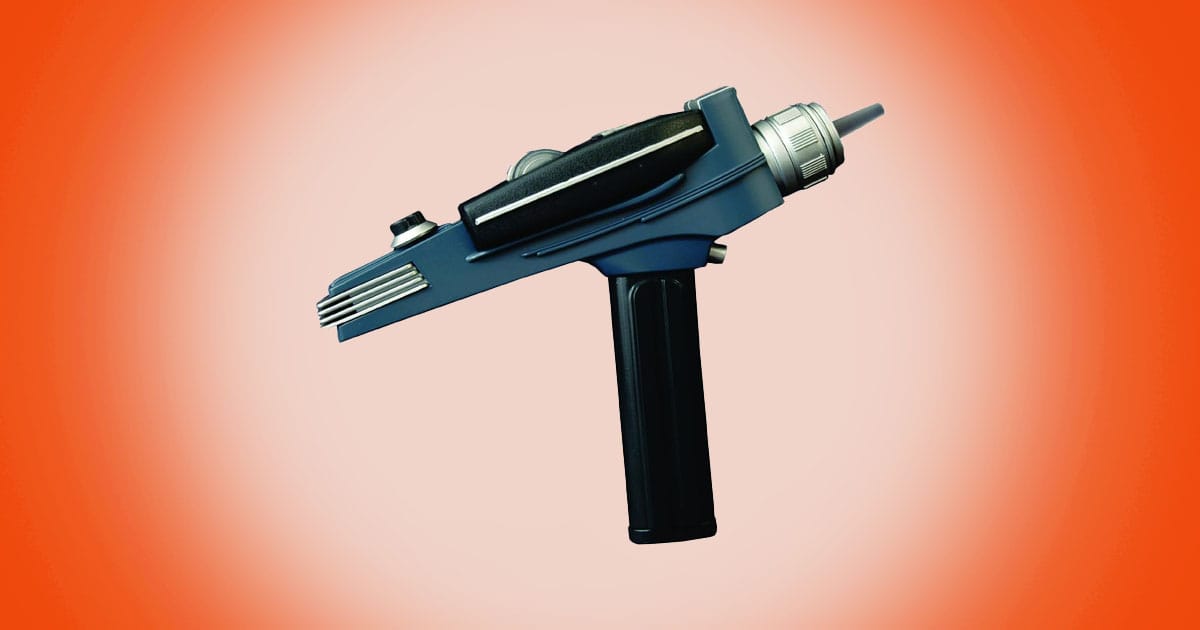 Star Trek The Original Series black handle phaser prop replica classic Starfleet sidearm.