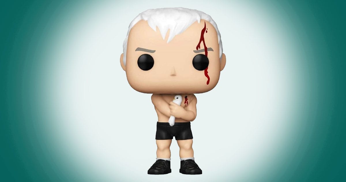 Funko Pop Roy Batty figure from Blade Runner with blood detail holding a white dove in a stylized collectible design.