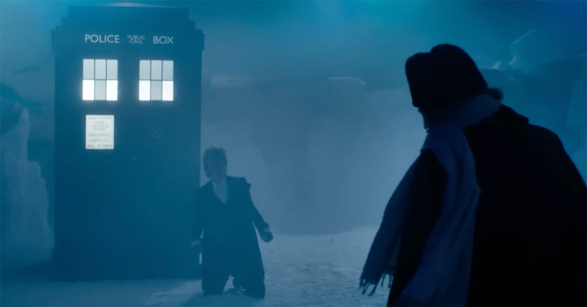 The Doctor standing with the TARDIS representing the lasting legacy of Time Lords in Doctor Who.
