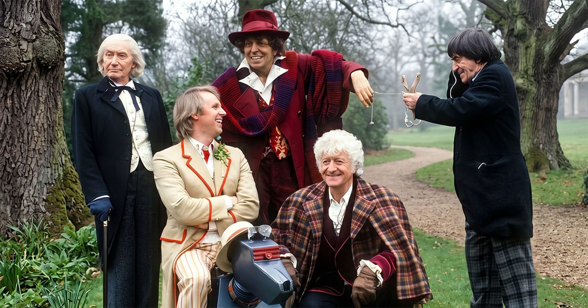 An AI augmented image of the five doctors.