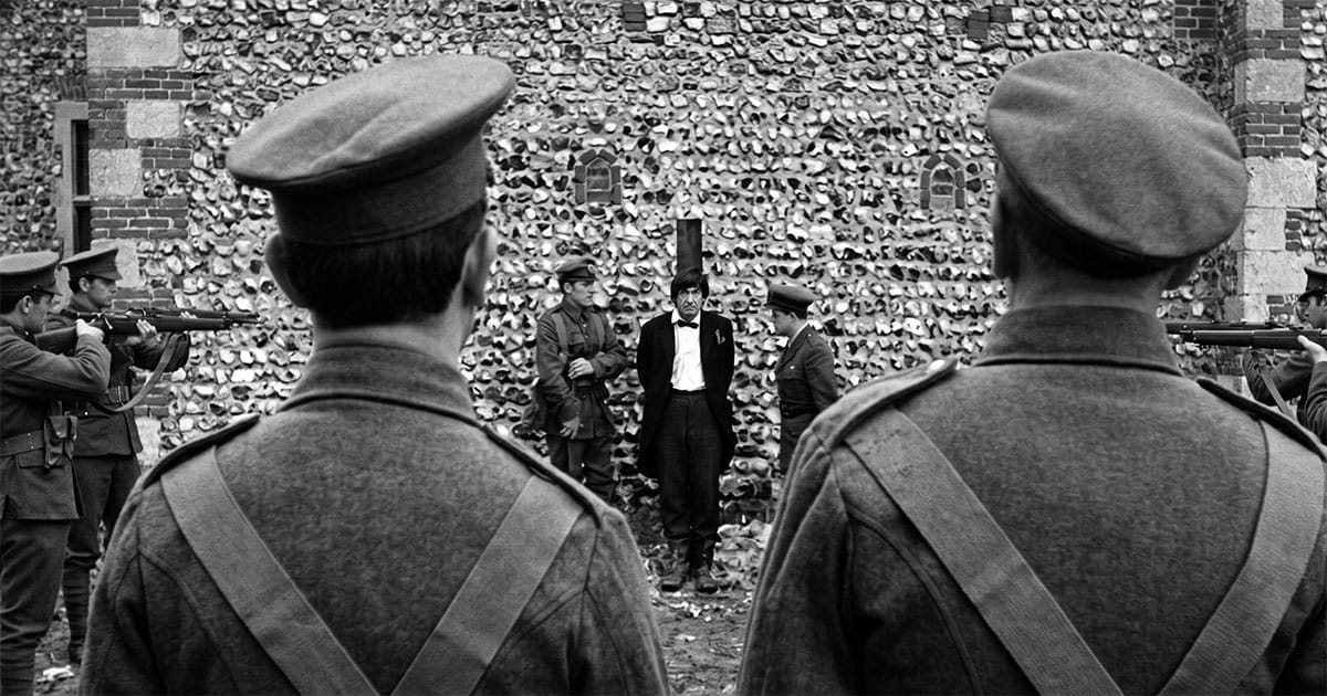 An AI augmented image based on a screen capture featuring Patrick Troughton in The War Games: Episode One (1969).