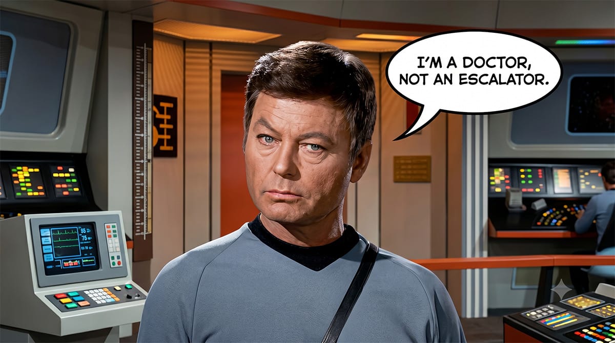 Dr. McCoy saying "I'm a doctor..."