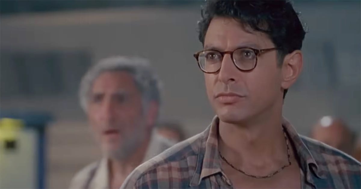 David Levinson, portrayed by Jeff Goldblum in "Independence Day," watches events unfold as his father stands behind him.