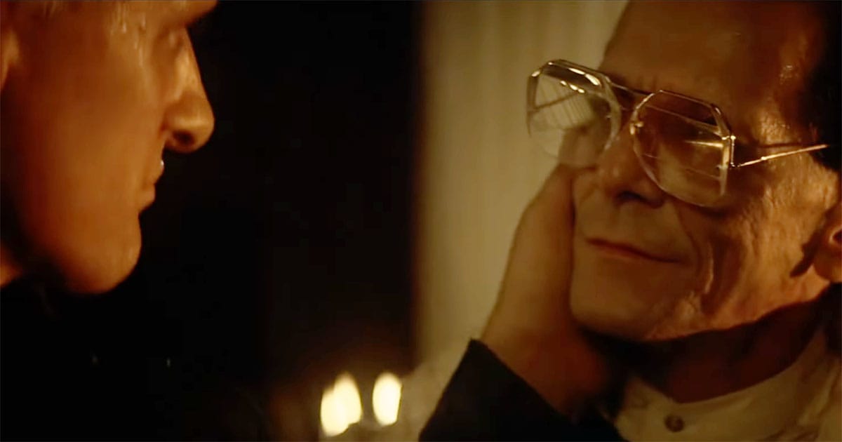 Roy Batty confronts Eldon Tyrell in "Blade Runner" while searching for a way to extend his limited lifespan.