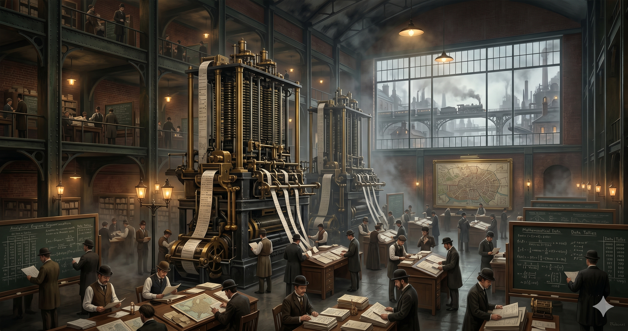 Victorian data bureau powered by mechanical computers.