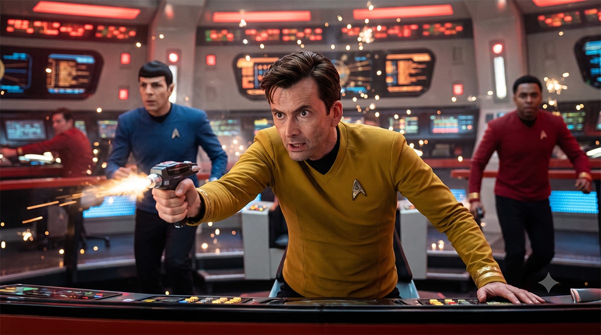 David Tennant as Captain Kirk.