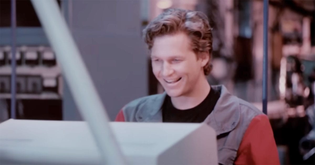 Kevin Flynn works at an ENCOM computer terminal before entering the digital world in the 1982 science fiction film "TRON."