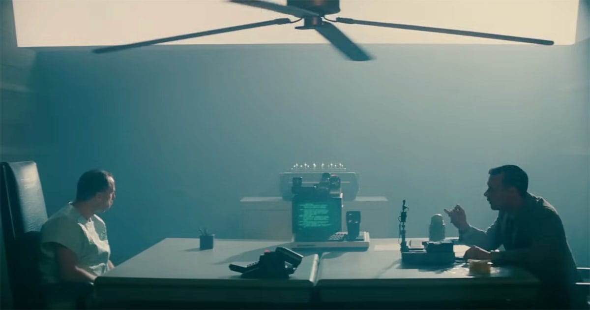 Holden administers the Voight-Kampff test to Leon in "Blade Runner."