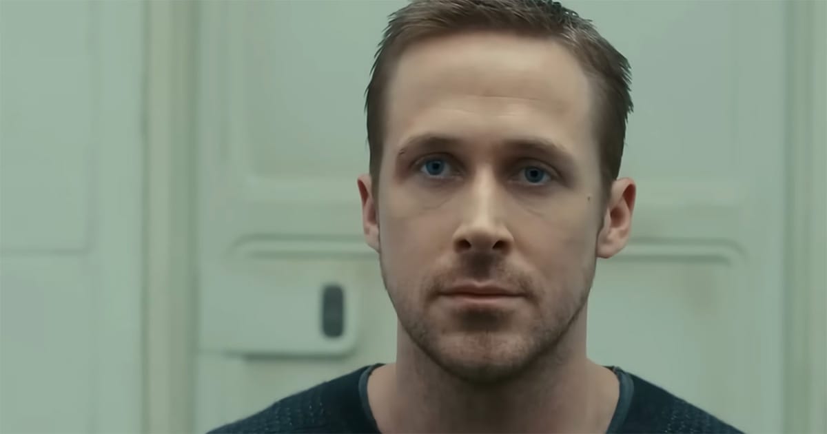 K faces forward during the Baseline Test in "Blade Runner 2049."