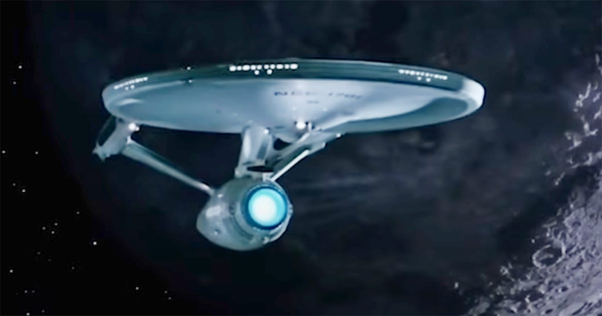 The USS Enterprise flies past a distant world in the original "Star Trek," representing exploration and an optimistic future.